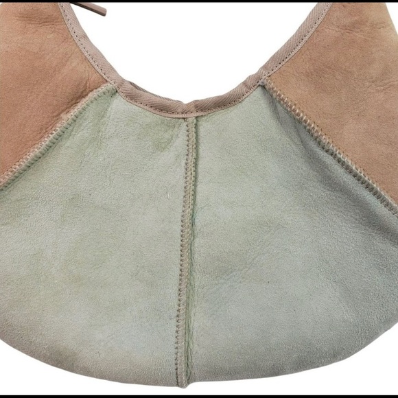 Ugg Millennial Green & Brown Suede Mini Hogo Bag w/ Shearling Fur - Picture 4 of 9